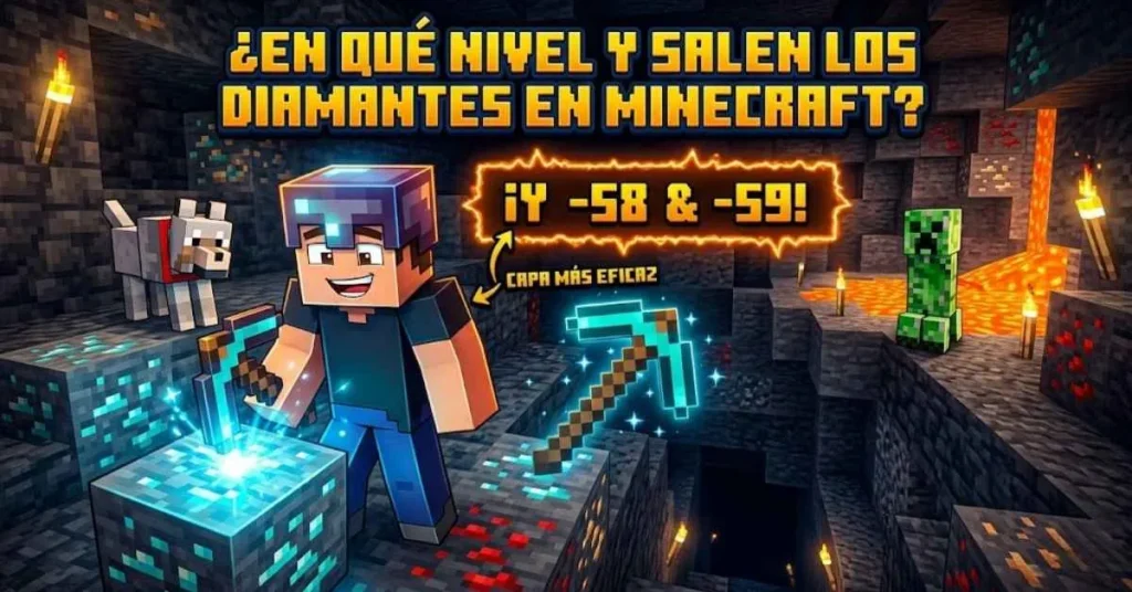 En qué nivel Y salen los diamantes en Minecraft