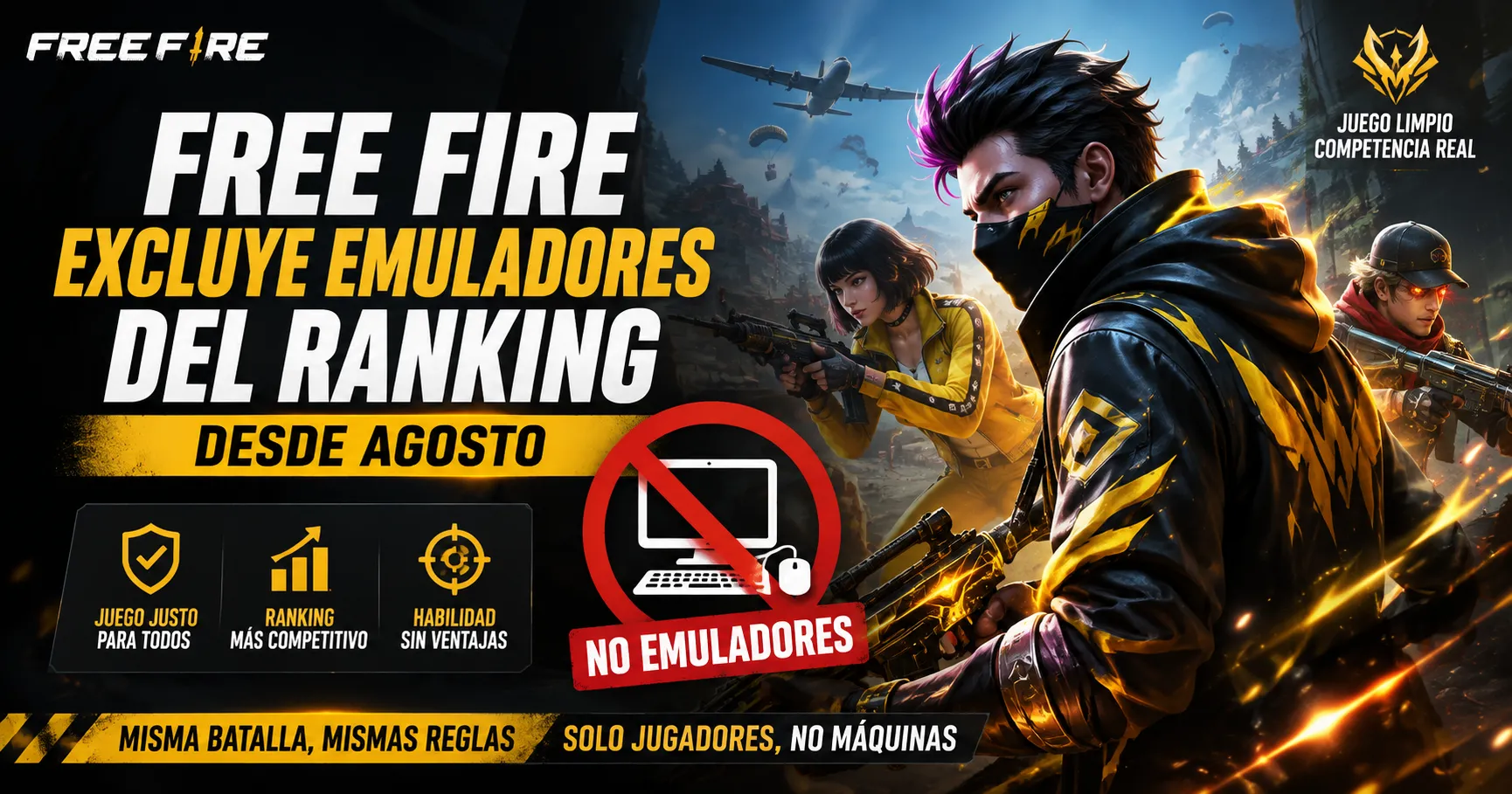 Free Fire Excluye Emuladores