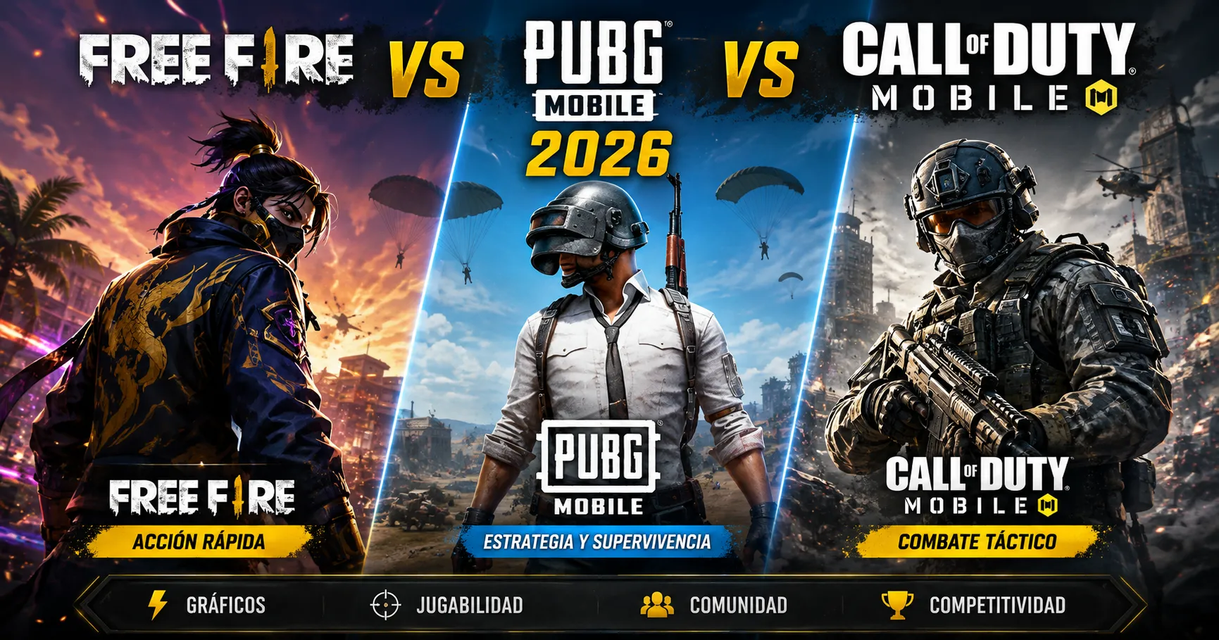 Free Fire vs PUBG Mobile vs COD Mobile